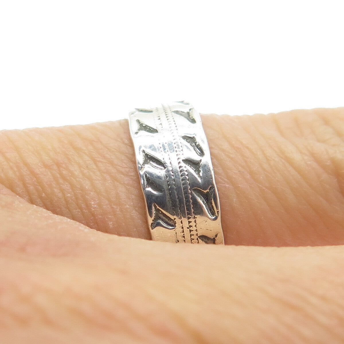 J.D. SCHLANG CO. 925 Sterling Silver Vintage Seagull Band Ring Size 5.25