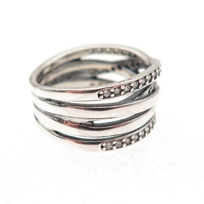 Pandora 925 Sterling Silver Round-Cut C Z Sparkling Lines Ring Size 6.25
