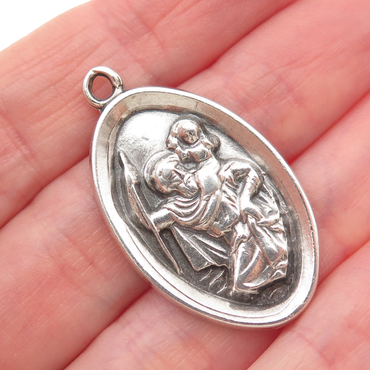 ATELIER 925 Sterling Silver Antique Art Deco St. Christopher Emergency Pendant