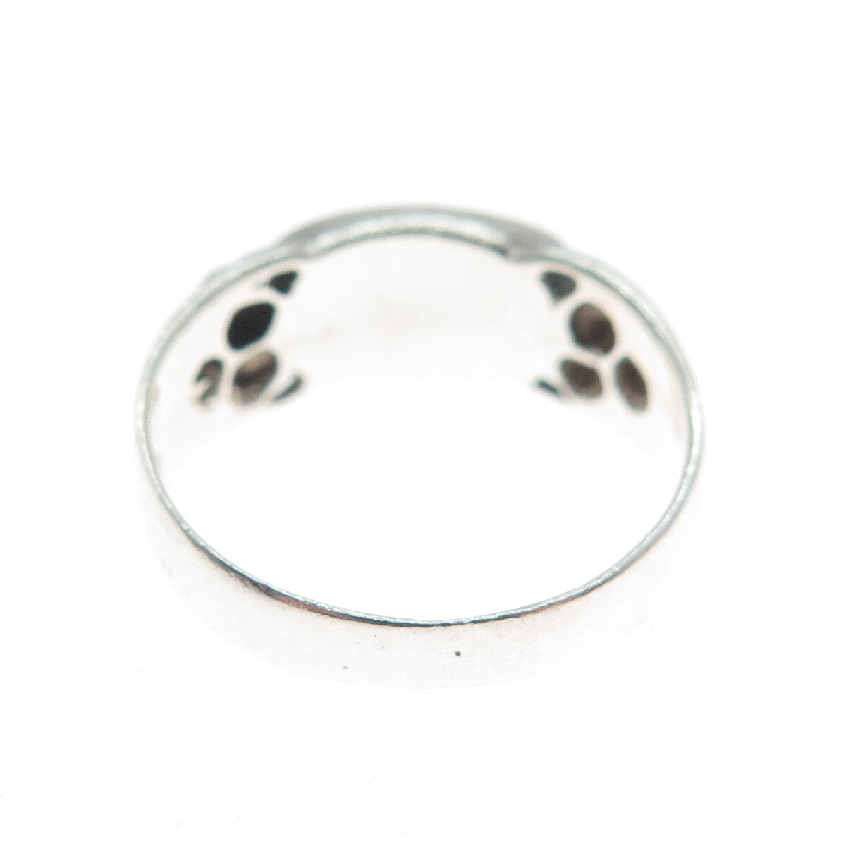 925 Sterling Silver Vintage Real Black Onyx Beaded Ring Size 7.75