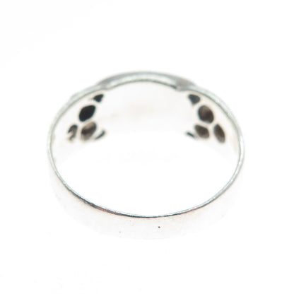 925 Sterling Silver Vintage Real Black Onyx Beaded Ring Size 7.75
