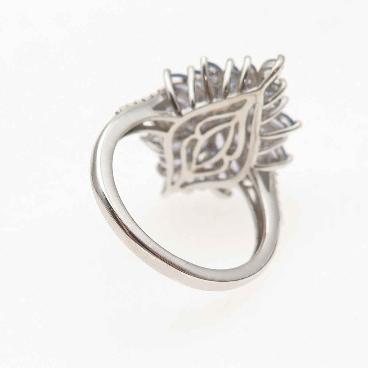 Chuck Clemency 925 Sterling Silver Real Marquise-Cut Tanzanite Ring Size 8