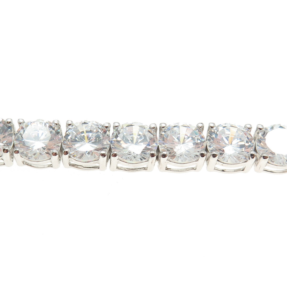 925 Sterling Silver Round-Cut C Z Tennis Link Bracelet 7"