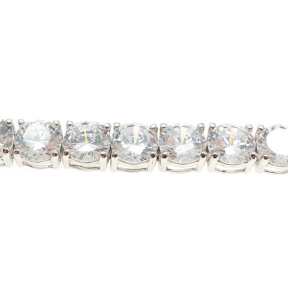 925 Sterling Silver Round-Cut C Z Tennis Link Bracelet 7"