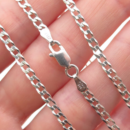 P. Lux 925 Sterling Silver Vintage Italy Curb Chain Necklace 20"