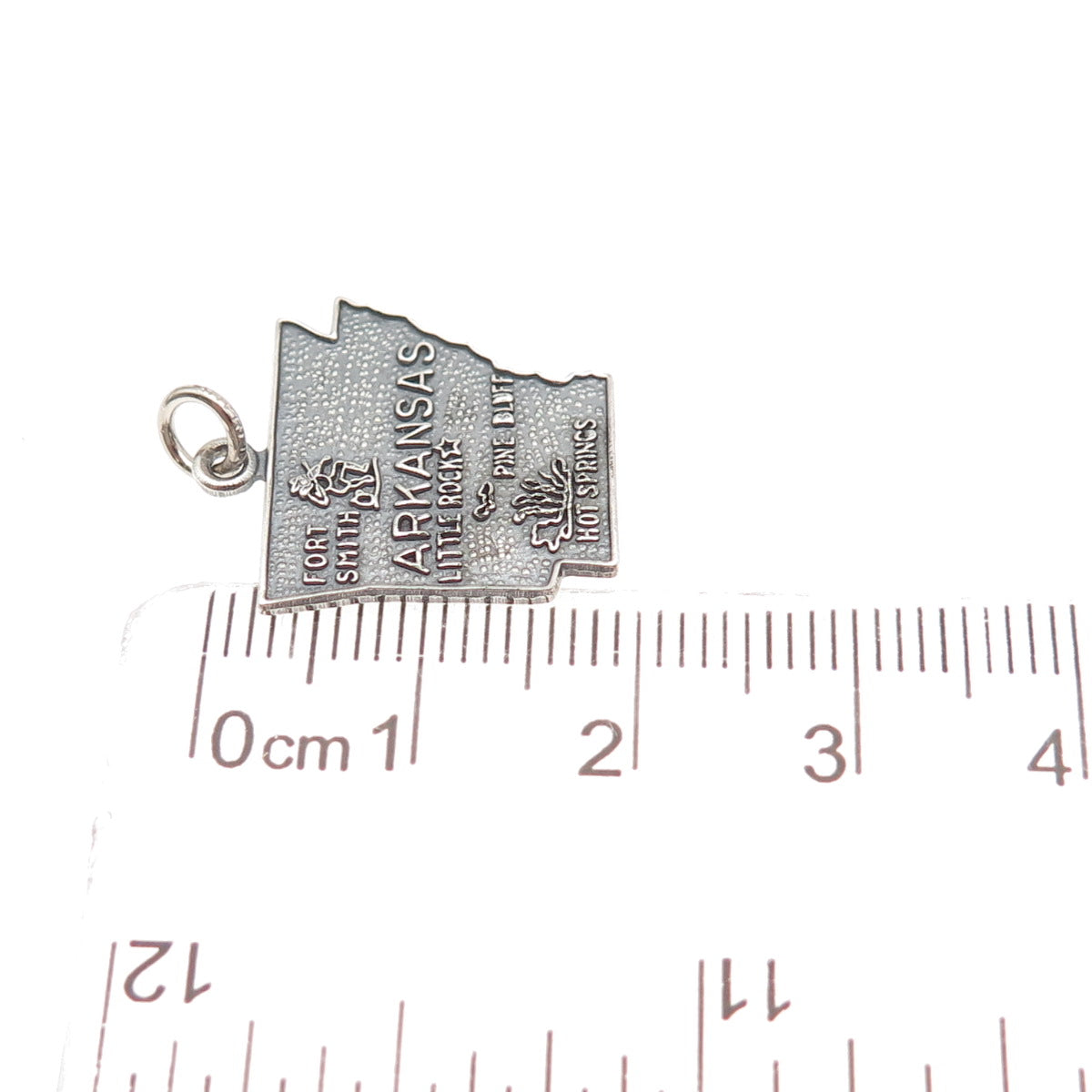FRENCH & FRANKLIN 925 Sterling Silver Vintage Arkansas Map Mini Charm Pendant