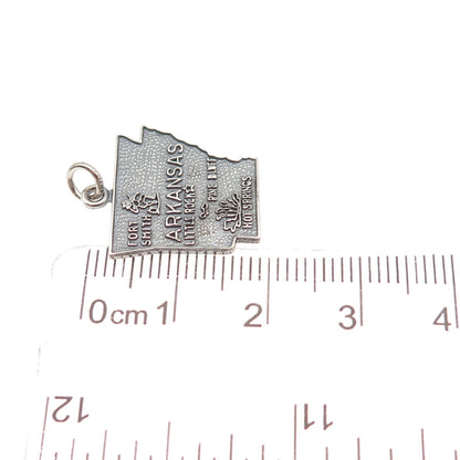 FRENCH & FRANKLIN 925 Sterling Silver Vintage Arkansas Map Mini Charm Pendant