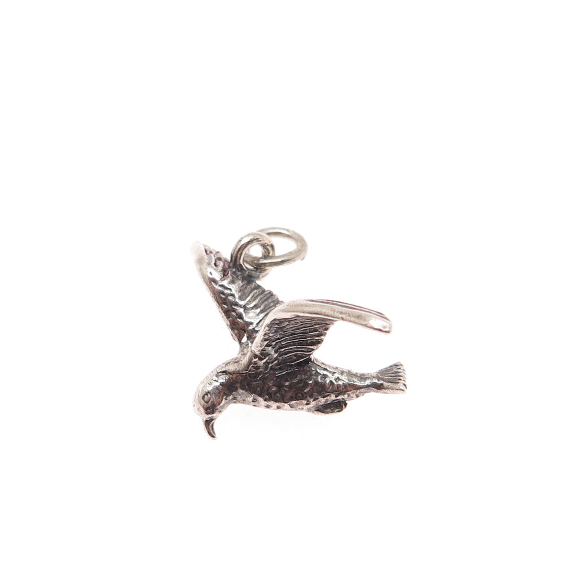 BEAU 925 Sterling Silver Vintage Seagull Oxidized Minimalist 3D Charm Pendant