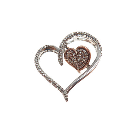 JANE SEYMOUR 925 Sterling Silver 10K Gold Real Diamond Heart Slide Pendant