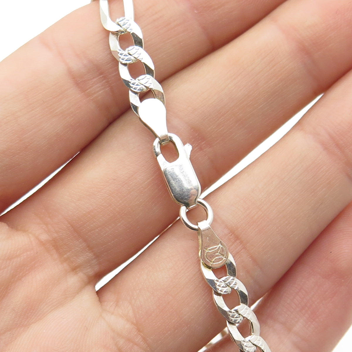 MIABELLA 925 Sterling Silver Italy Figaro Link Bracelet 6.75"