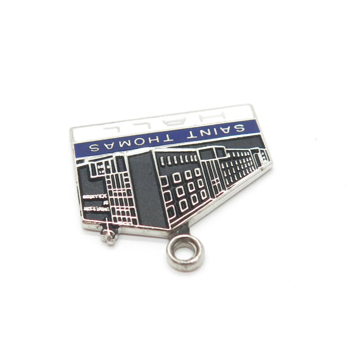 925 Sterling Silver Vintage Kinney Enamel "Saint Thomas Hall" Charm Pendant
