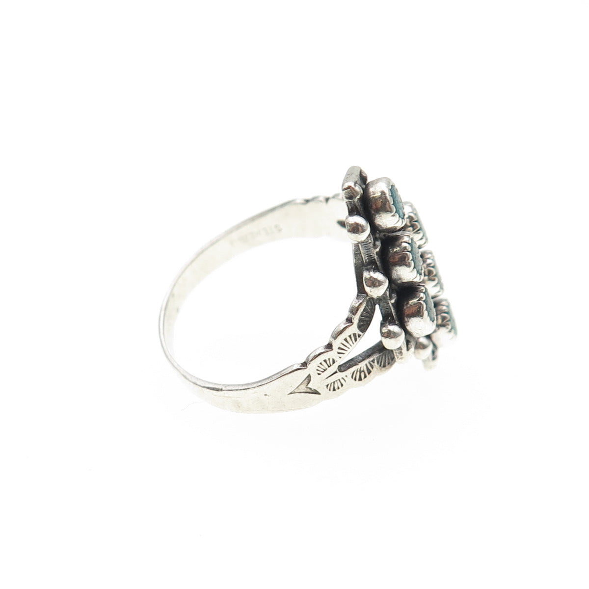 Old Pawn Sterling Silver Vintage Southwestern Turquoise Snake Eye Ring Size 5.75