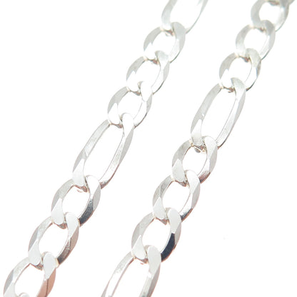 925 Sterling Silver Vintage Italy Figaro Chain Necklace 24"