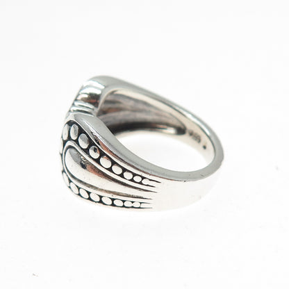 925 Sterling Silver Vintage Modernist Dotted Oxidized Ring Size 7