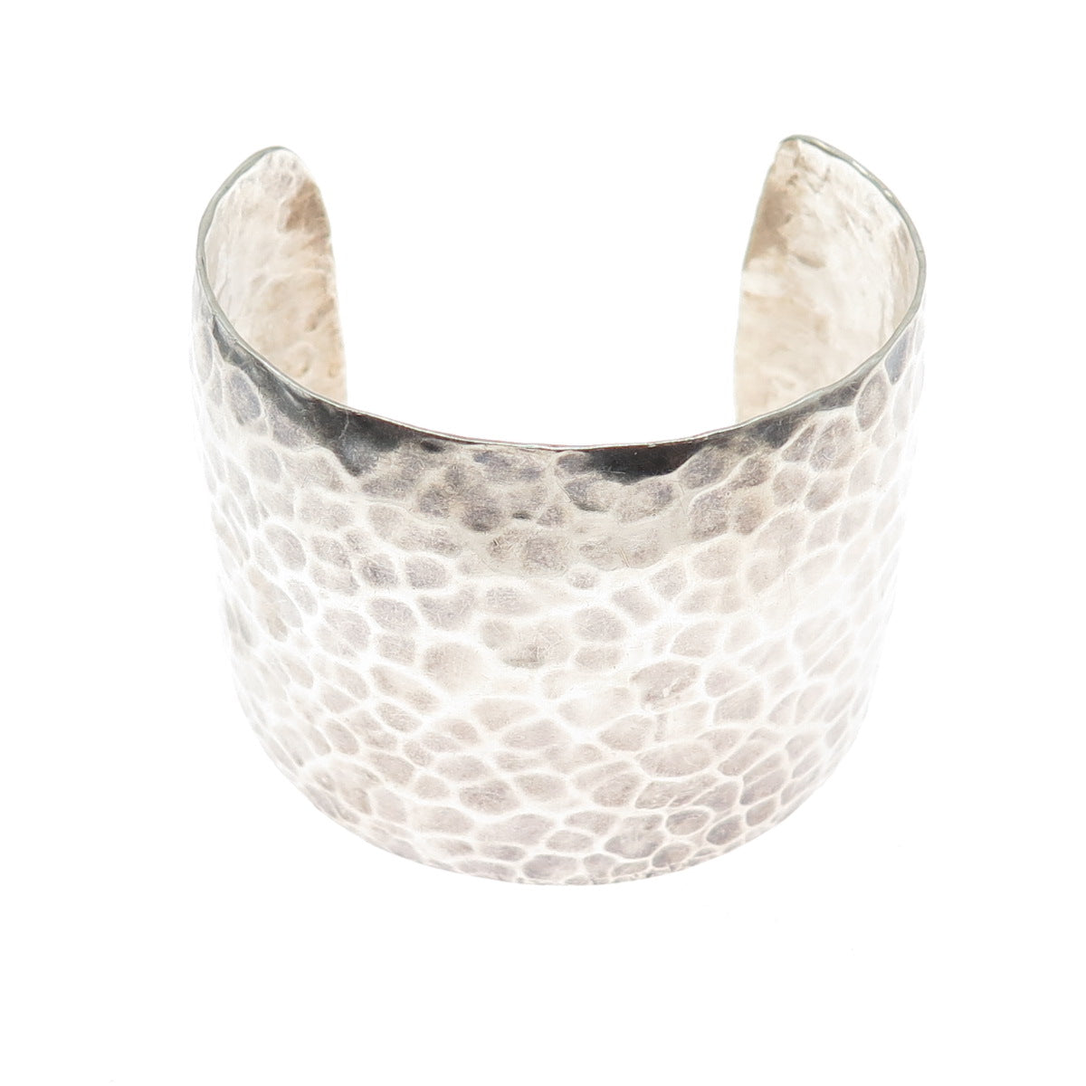 925 Sterling Vintage Hammered Heavy 101.7g Oxidized Adjustable Wide Bracelet 8"