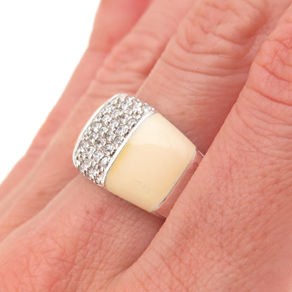 925 Sterling Silver Enamel & Round-Cut C Z Ring Size 7.75