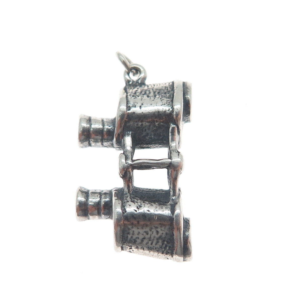 925 Sterling Silver Vintage Binoculars Oxidized Minimalist 3D Charm Pendant