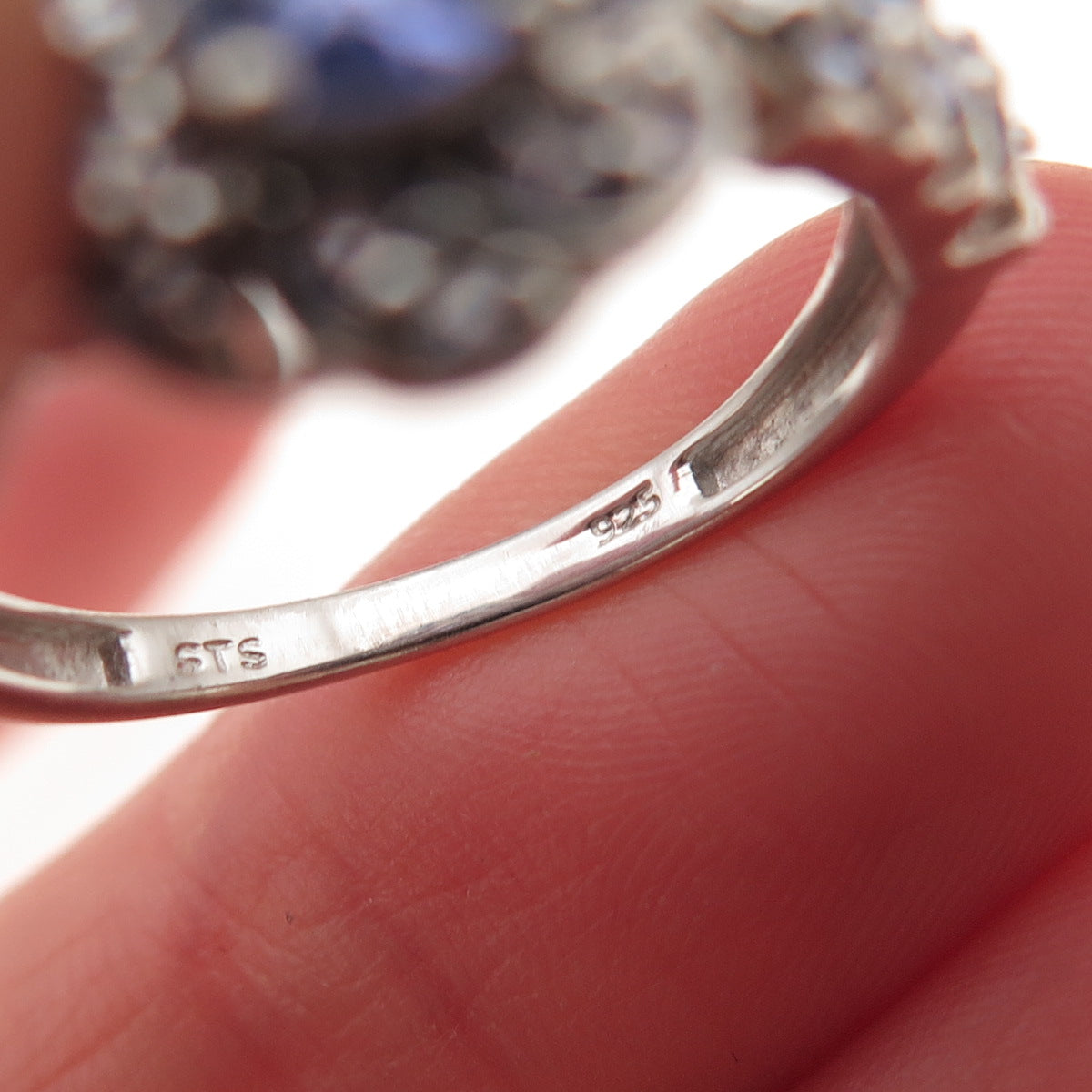 Chuck Clemency 925 Sterling Silver Real Tanzanite Floral Ring Size 8.25