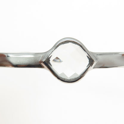 CHARLES GARNIER 925 Sterling Silver Real Clear Quartz Adjustable Bracelet 6.5"