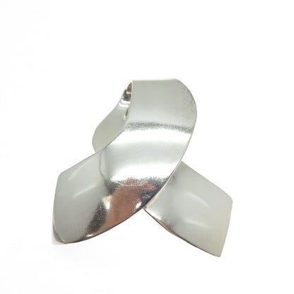 925 Sterling Silver Vintage Mexico Modernist Ribbon Pin Brooch