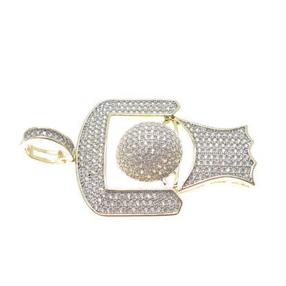 925 Sterling Silver Gold Plated C Z Basketball Hoop Sparkle Pendant