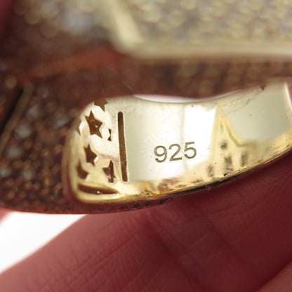 925 Sterling Silver Gold Plated Round-Cut C Z Star Statement Ring Size 7