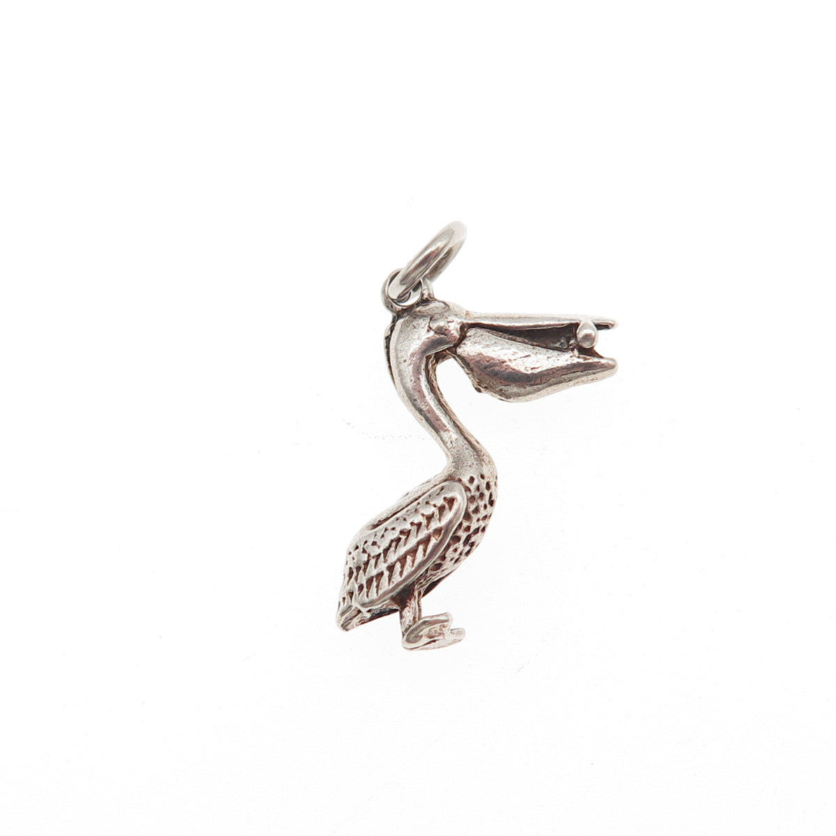 925 Sterling Silver Vintage Pelican Oxidized Mini Charm Pendant