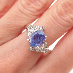 RJ Graziano 925 Sterling Silver Real Tanzanite & White Topaz Ring Size 8