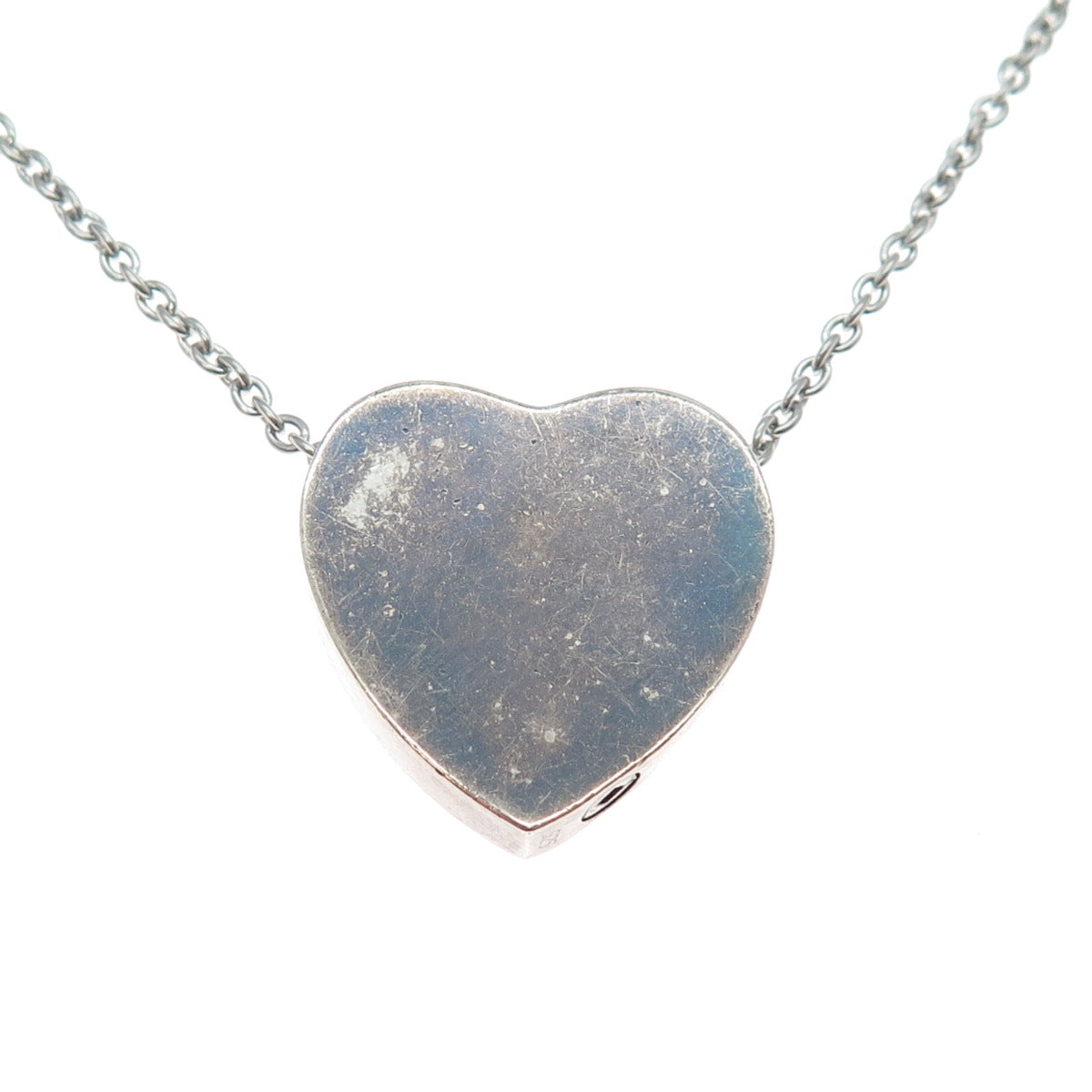 925 Sterling Silver Vintage Heart Cremation Urn Oxidized Chain Necklace 28"