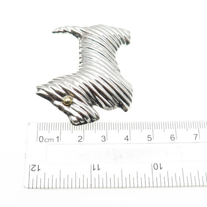 925 Sterling 2-Tone Vintage Mexico Yorkshire Terrier Dog Pin Brooch / Pendant