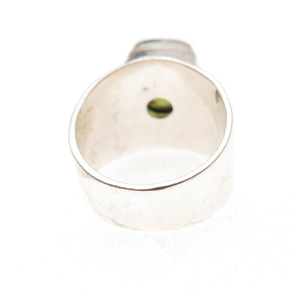 925 Sterling Silver Vintage Real Lemon Quartz Modernist Oxidized Ring Size 7