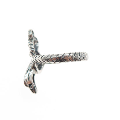 925 Sterling Silver Vintage Cobra Snake Oxidized Ring Size 8.25