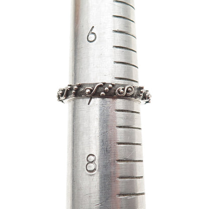 925 Sterling Silver Vintage Granulated Oxidized Band Ring Size 7