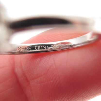 DSMK 925 Sterling Silver Oval-Cut C Z Engagement Ring Size 7.25