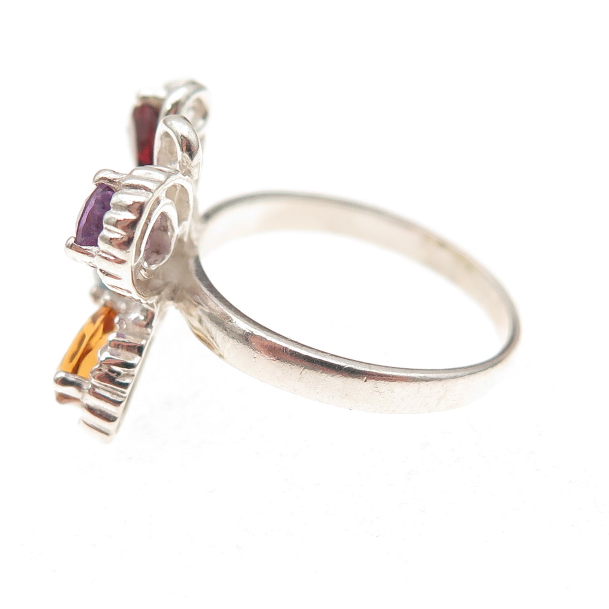 Coleman Co. 925 Sterling Silver Vintage Real Multi-Gem Butterfly Ring Size 6