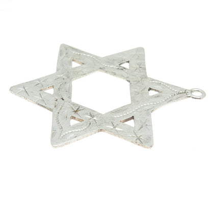 925 Sterling Silver Vintage Star of David Engraved Pendant