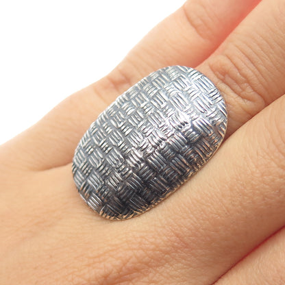 925 Sterling Silver Vintage Textured Oxidized Ring Size 5.5