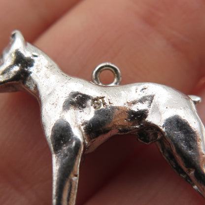925 Sterling Silver Vintage Pit Bull Dog Mini 3D Charm Pendant