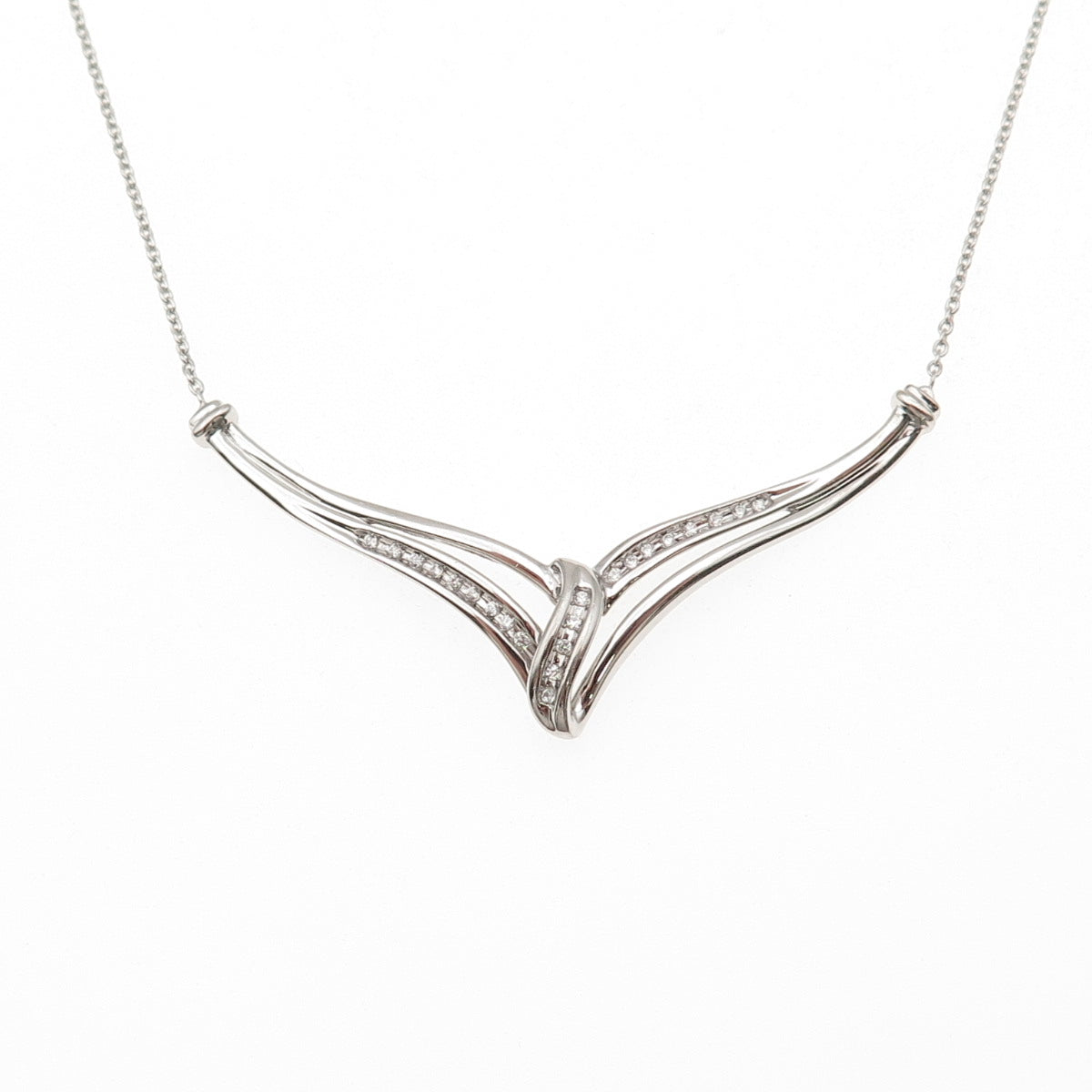 925 Sterling Silver Round-Cut C Z Twisted Cable Chain Necklace 18"