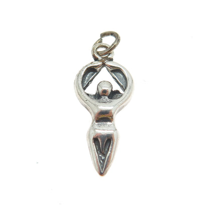 925 Sterling Silver Vintage Fertility Moon Goddess Pendant