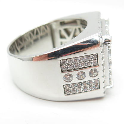 925 Sterling Silver Pave C Z Domed Ring Size 12.25