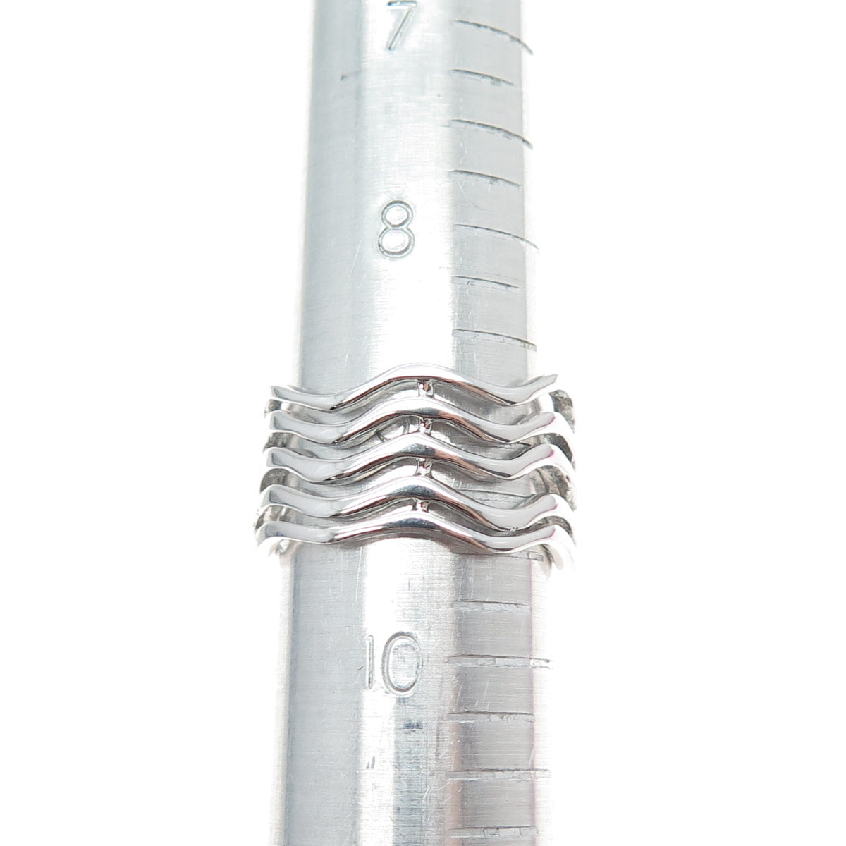 925 Sterling Silver Modernist 5-Row Wavy Band Ring Size 9.5