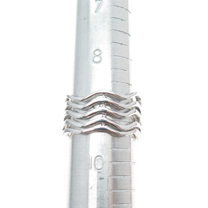 925 Sterling Silver Modernist 5-Row Wavy Band Ring Size 9.5