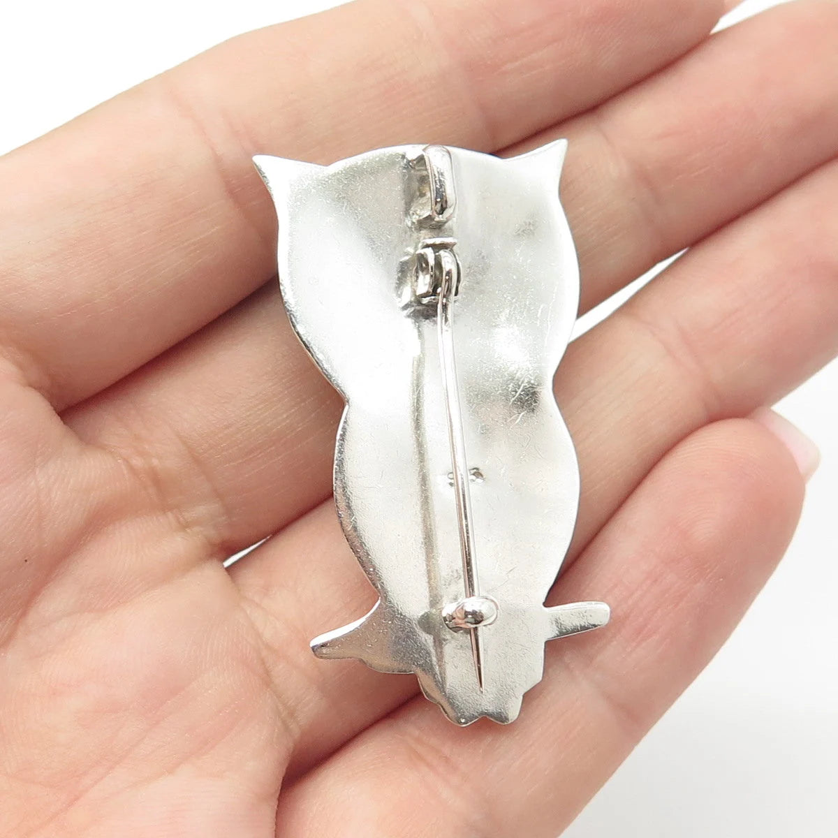 925 Sterling Silver Vintage Wise Owl Pin Brooch
