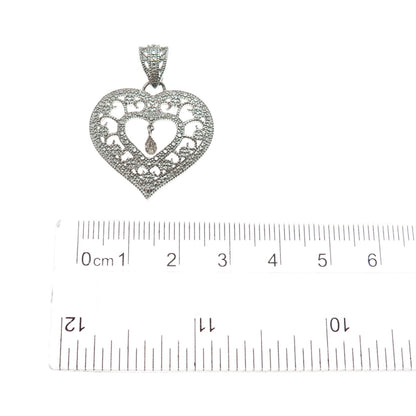 MICHAEL ANTHONY 925 Sterling Silver Real Diamond Accent Heart Pendant