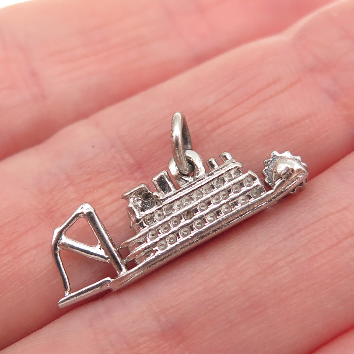 DANECRAFT 925 Sterling Silver Vintage Riverboat 3D Mini Charm Pendant