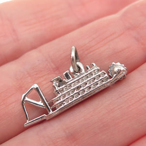 DANECRAFT 925 Sterling Silver Vintage Riverboat 3D Mini Charm Pendant