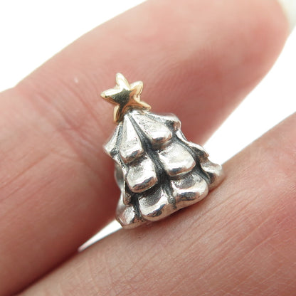 PANDORA 14K Yellow Gold & 925 Sterling Silver Christmas Tree Bead Charm