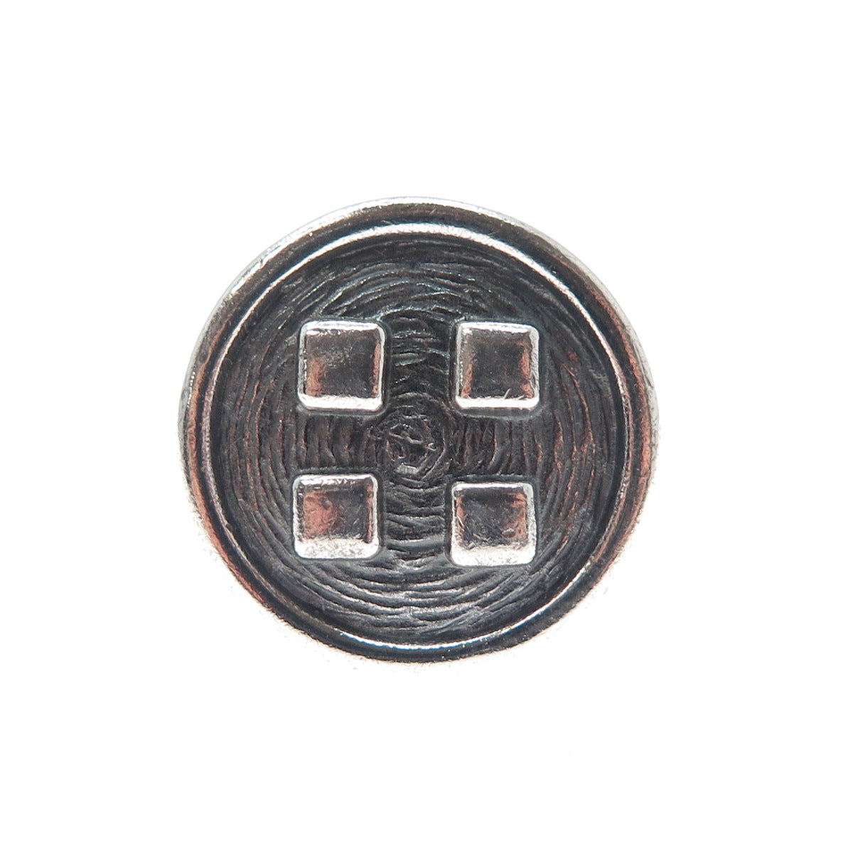 BRENDA SCHOENFELD 925 Sterling Vintage 1993 Mexico Button Oxidized Ring Size 6.5
