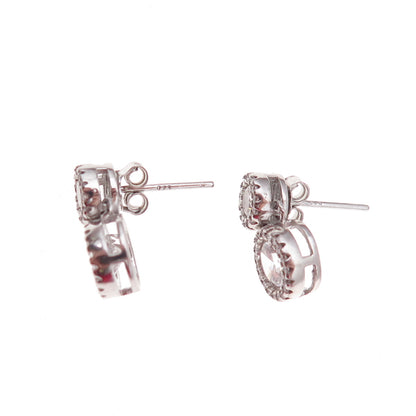 925 Sterling Silver Round-Cut C Z Drop Earrings